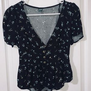 Black floral blouse